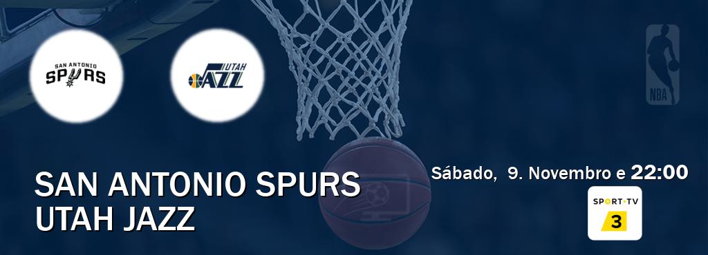 Jogo entre San Antonio Spurs e Utah Jazz tem emissão Sport TV 3 (Sábado,  9. Novembro e  22:00).