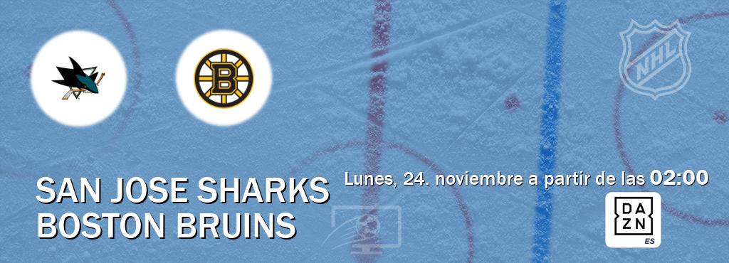 El partido entre San Jose Sharks y Boston Bruins será retransmitido por DAZN España (lunes, 24. noviembre a partir de las 02:00). El partido entre San Jose Sharks y Boston Bruins será retransmitido por DAZN España (lunes, 24. noviembre a partir de las 02:00).