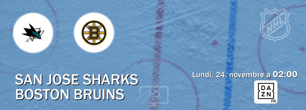 Match entre San Jose Sharks et Boston Bruins en direct à la DAZN (lundi, 24. novembre a  02:00).