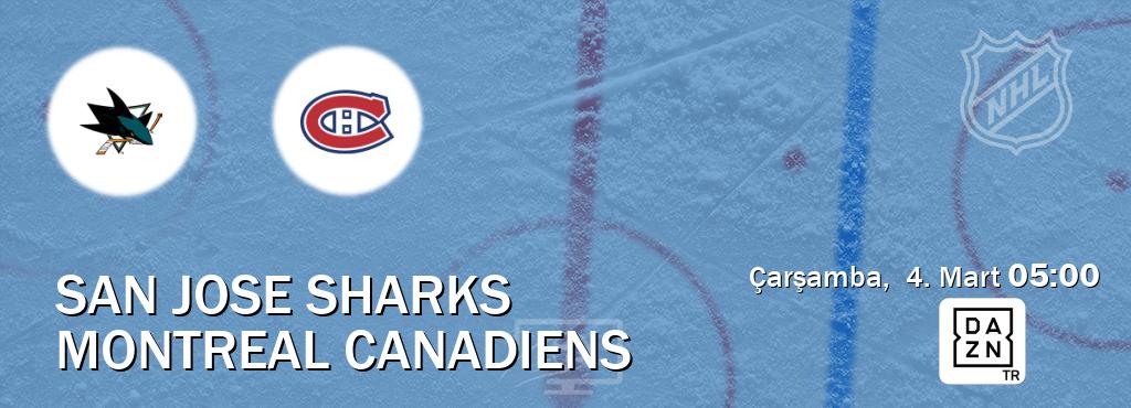 Karşılaşma San Jose Sharks - Montreal Canadiens DAZN'den canlı yayınlanacak (Çarşamba, 4. Mart 05:00). Karşılaşma San Jose Sharks - Montreal Canadiens DAZN'den canlı yayınlanacak (Çarşamba, 4. Mart 05:00).