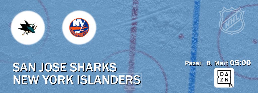 Karşılaşma San Jose Sharks - New York Islanders DAZN'den canlı yayınlanacak (Pazar,  8. Mart  05:00).