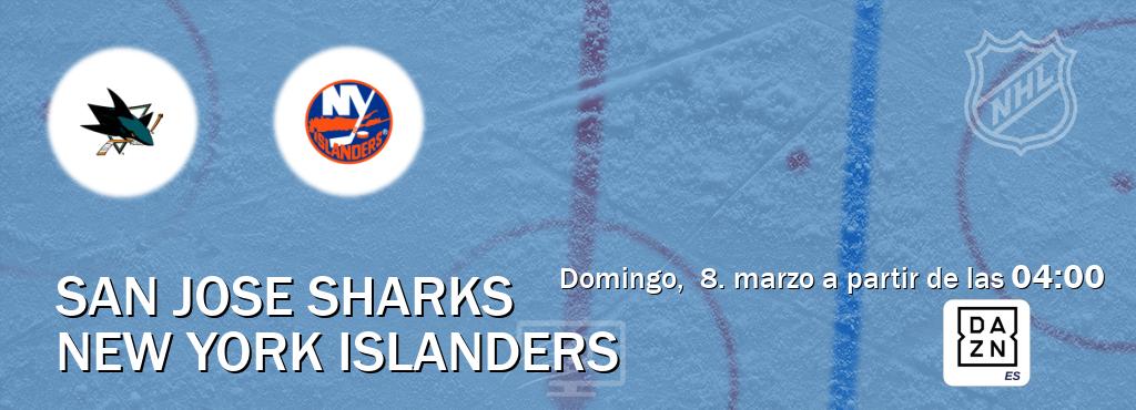 El partido entre San Jose Sharks y New York Islanders será retransmitido por DAZN España (domingo, 8. marzo a partir de las 04:00). El partido entre San Jose Sharks y New York Islanders será retransmitido por DAZN España (domingo, 8. marzo a partir de las 04:00).