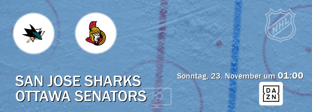 Das Spiel zwischen San Jose Sharks und Ottawa Senators wird am Sonntag, 23. November um 01:00, live vom DAZN übertragen. Das Spiel zwischen San Jose Sharks und Ottawa Senators wird am Sonntag, 23. November um 01:00, live vom DAZN übertragen.