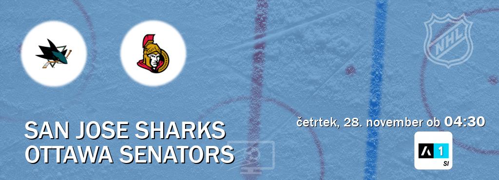 San Jose Sharks in Ottawa Senators v živo na Arena Sport 1. Prenos tekme bo v četrtek, 28. november ob  04:30