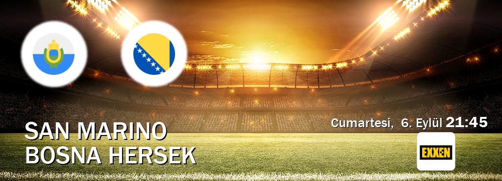 Karşılaşma San Marino - Bosna Hersek Exxen'den canlı yayınlanacak (Cumartesi, 6. Eylül 21:45). Karşılaşma San Marino - Bosna Hersek Exxen'den canlı yayınlanacak (Cumartesi, 6. Eylül 21:45).