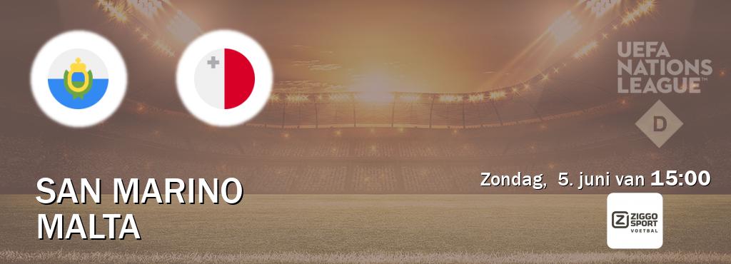 Wedstrijd tussen San Marino en Malta live op tv bij Ziggo Voetbal (zondag,  5. juni van  15:00).