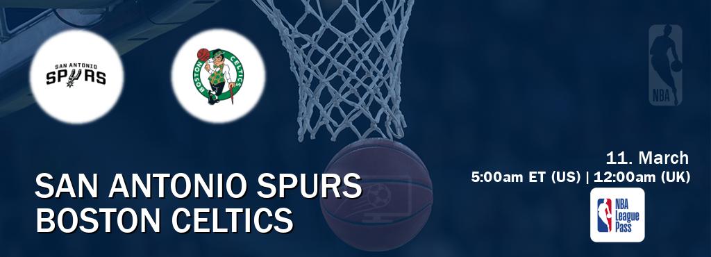 You can watch game live between San Antonio Spurs and Boston Celtics on NBA League Pass.