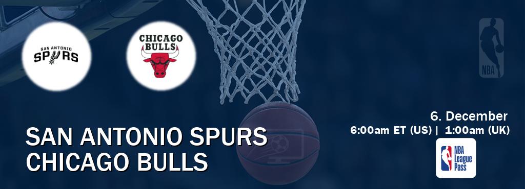 You can watch game live between San Antonio Spurs and Chicago Bulls on NBA League Pass.