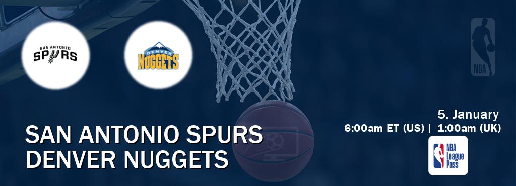 You can watch game live between San Antonio Spurs and Denver Nuggets on NBA League Pass.