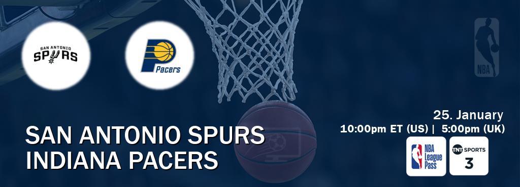 You can watch game live between San Antonio Spurs and Indiana Pacers on NBA League Pass and TNT Sports 3(UK).