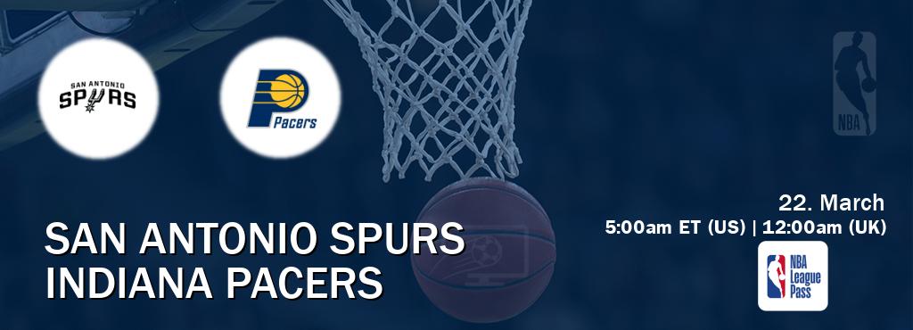 You can watch game live between San Antonio Spurs and Indiana Pacers on NBA League Pass.