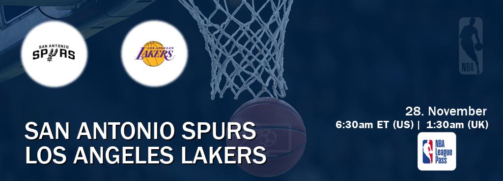 You can watch game live between San Antonio Spurs and Los Angeles Lakers on NBA League Pass.