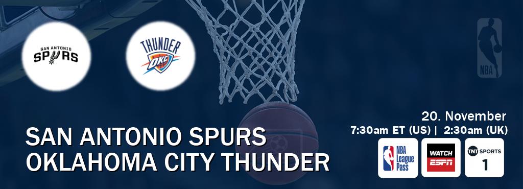 You can watch game live between San Antonio Spurs and Oklahoma City Thunder on NBA League Pass, WatchESPN(AU), TNT Sports 1(UK).