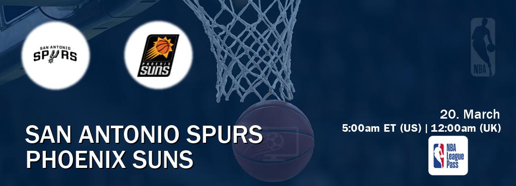 You can watch game live between San Antonio Spurs and Phoenix Suns on NBA League Pass.