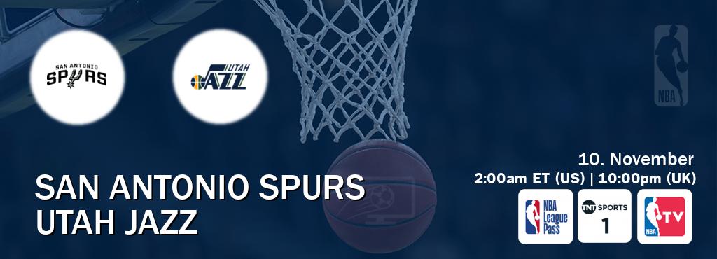 You can watch game live between San Antonio Spurs and Utah Jazz on NBA League Pass, TNT Sports 1(UK), NBA TV(US).