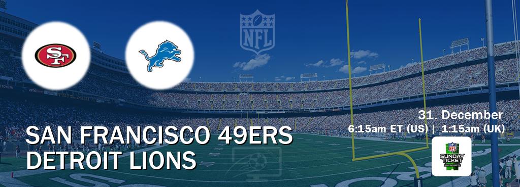 You can watch game live between San Francisco 49ers and Detroit Lions on NFL Sunday Ticket(US).