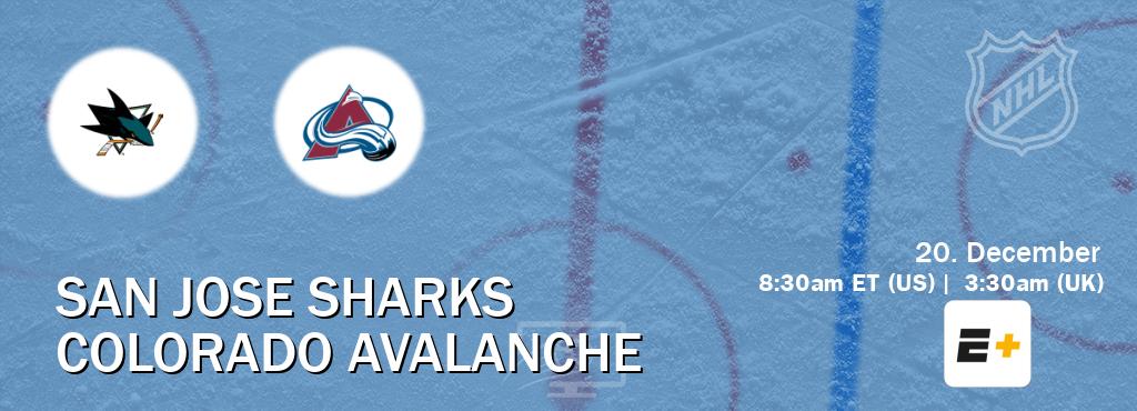 You can watch game live between San Jose Sharks and Colorado Avalanche on ESPN+(US).