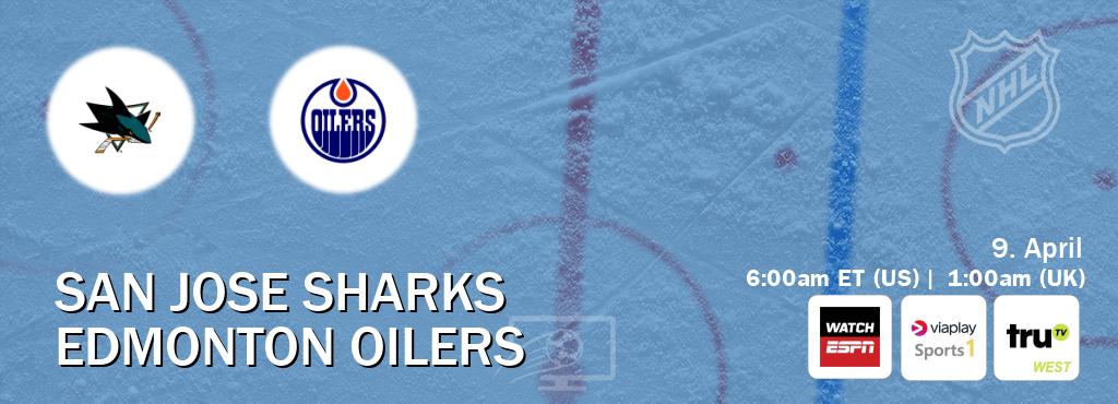 You can watch game live between San Jose Sharks and Edmonton Oilers on WatchESPN(AU), Viaplay Sports 1(UK), truTV West(US). You can watch game live between San Jose Sharks and Edmonton Oilers on WatchESPN(AU), Viaplay Sports 1(UK), truTV West(US).