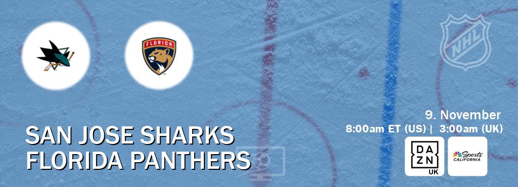 You can watch game live between San Jose Sharks and Florida Panthers on DAZN UK(UK) and NBCS California(US). You can watch game live between San Jose Sharks and Florida Panthers on DAZN UK(UK) and NBCS California(US).
