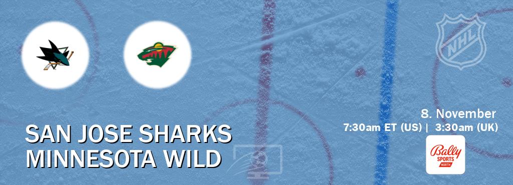 You can watch game live between San Jose Sharks and Minnesota Wild on Bally Sports North(US).