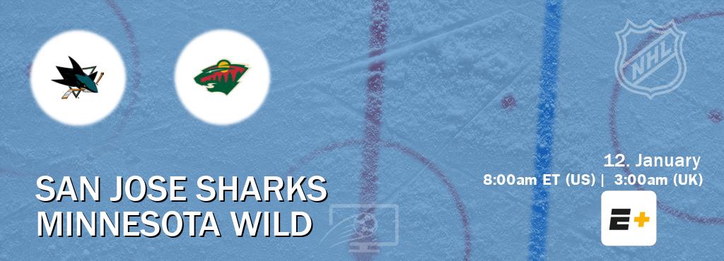 You can watch game live between San Jose Sharks and Minnesota Wild on ESPN+(US).