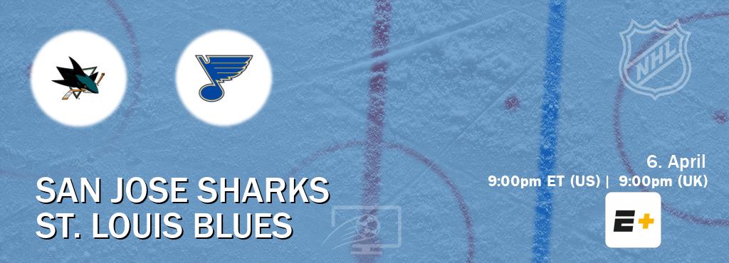 You can watch game live between San Jose Sharks and St. Louis Blues on ESPN+(US).