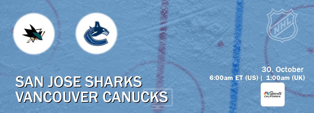You can watch game live between San Jose Sharks and Vancouver Canucks on NBCS California(US). You can watch game live between San Jose Sharks and Vancouver Canucks on NBCS California(US).