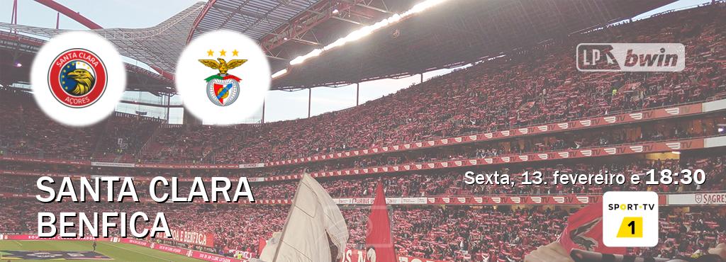 Jogo entre Santa Clara e Benfica tem emissão Sport TV 1 (sexta, 13. fevereiro e  18:30).