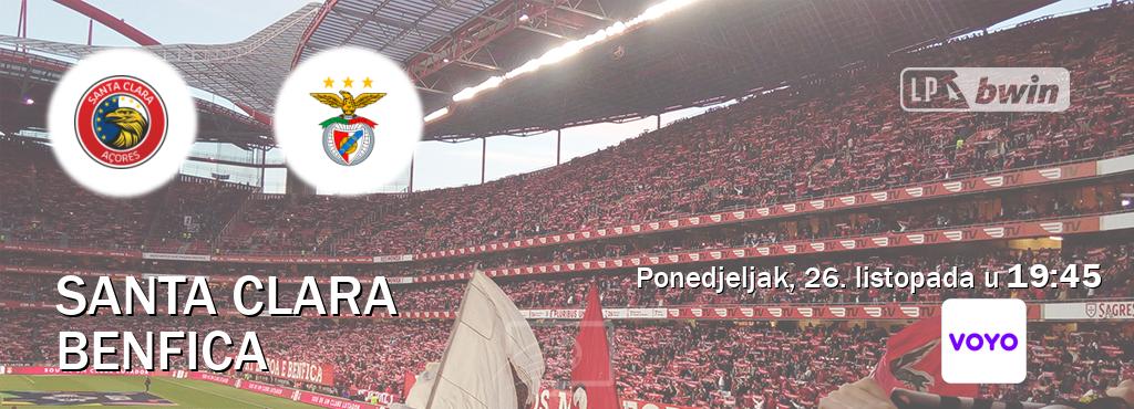 Izravni prijenos utakmice Santa Clara i Benfica pratite uživo na Voyo (ponedjeljak, 26. listopada u 19:45). Izravni prijenos utakmice Santa Clara i Benfica pratite uživo na Voyo (ponedjeljak, 26. listopada u 19:45).