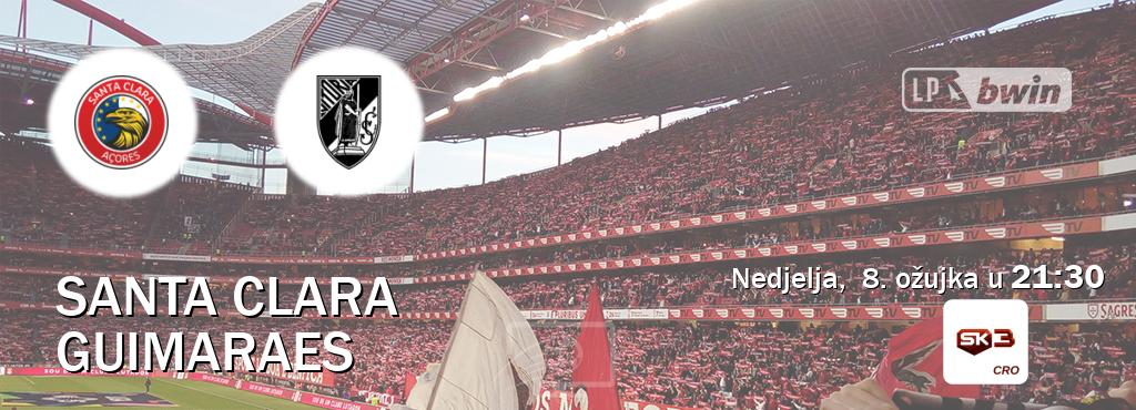 Izravni prijenos utakmice Santa Clara i Guimaraes pratite uživo na Sportklub 3 (nedjelja, 8. ožujka u 21:30). Izravni prijenos utakmice Santa Clara i Guimaraes pratite uživo na Sportklub 3 (nedjelja, 8. ožujka u 21:30).