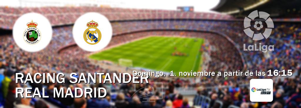 El partido entre Racing Santander y Real Madrid será retransmitido por La Liga TV Bar M1 (domingo, 1. noviembre a partir de las 16:15). El partido entre Racing Santander y Real Madrid será retransmitido por La Liga TV Bar M1 (domingo, 1. noviembre a partir de las 16:15).