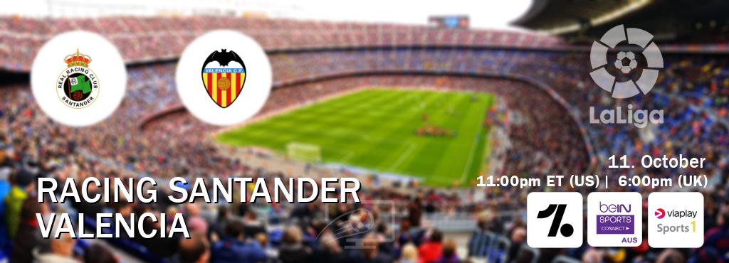 You can watch game live between Racing Santander and Valencia on OneFootball, beIN Sports Connect(AU), Viaplay Sports 1(UK). You can watch game live between Racing Santander and Valencia on OneFootball, beIN Sports Connect(AU), Viaplay Sports 1(UK).