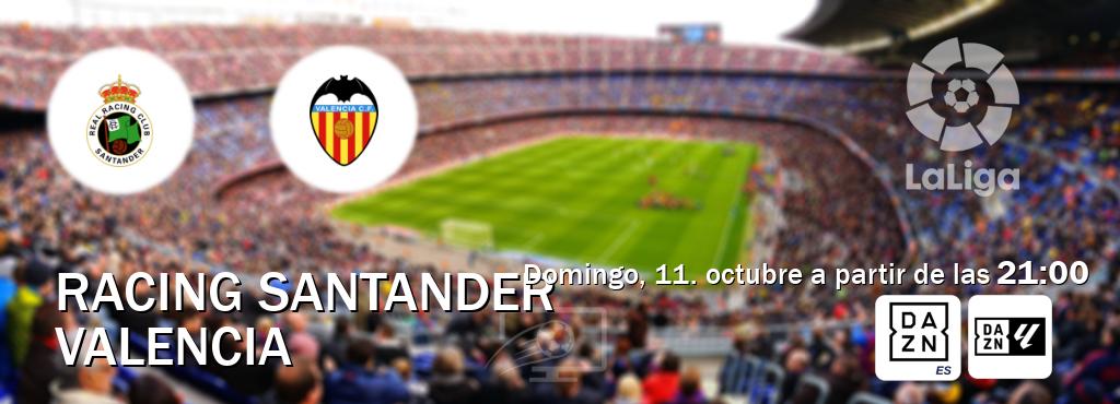 El partido entre Racing Santander y Valencia será retransmitido por DAZN España y DAZN Laliga (domingo, 11. octubre a partir de las 21:00). El partido entre Racing Santander y Valencia será retransmitido por DAZN España y DAZN Laliga (domingo, 11. octubre a partir de las 21:00).