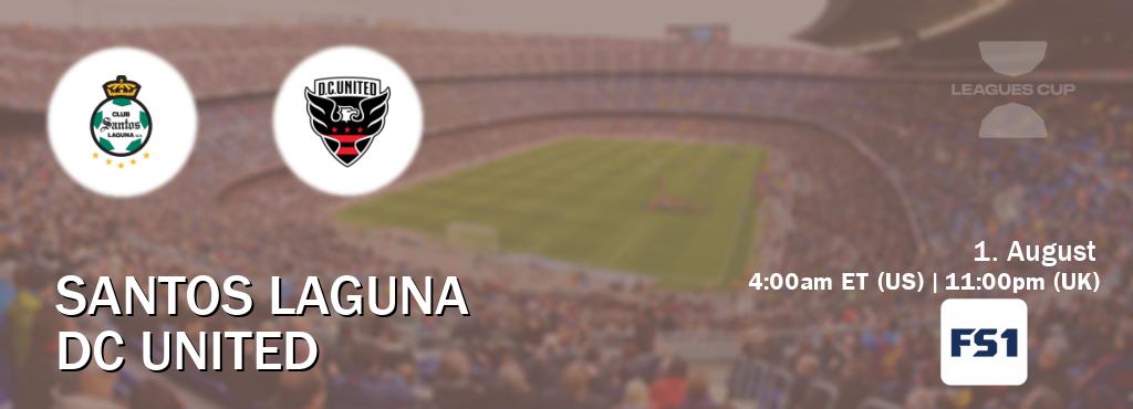 You can watch game live between Santos Laguna and DC United on FOX Sports 1(US).