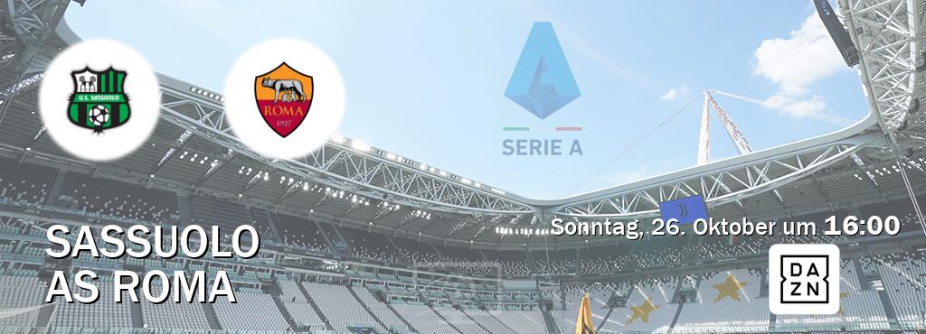 Das Spiel zwischen Sassuolo und AS Roma wird am Sonntag, 26. Oktober um 16:00, live vom DAZN übertragen. Das Spiel zwischen Sassuolo und AS Roma wird am Sonntag, 26. Oktober um 16:00, live vom DAZN übertragen.
