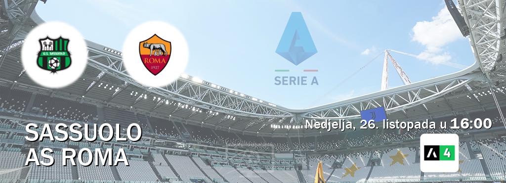 Izravni prijenos utakmice Sassuolo i AS Roma pratite uživo na Arena Sport 4 (nedjelja, 26. listopada u 16:00). Izravni prijenos utakmice Sassuolo i AS Roma pratite uživo na Arena Sport 4 (nedjelja, 26. listopada u 16:00).