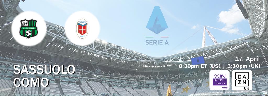 You can watch game live between Sassuolo and Como on beIN Sports Connect(AU) and DAZN UK(UK).