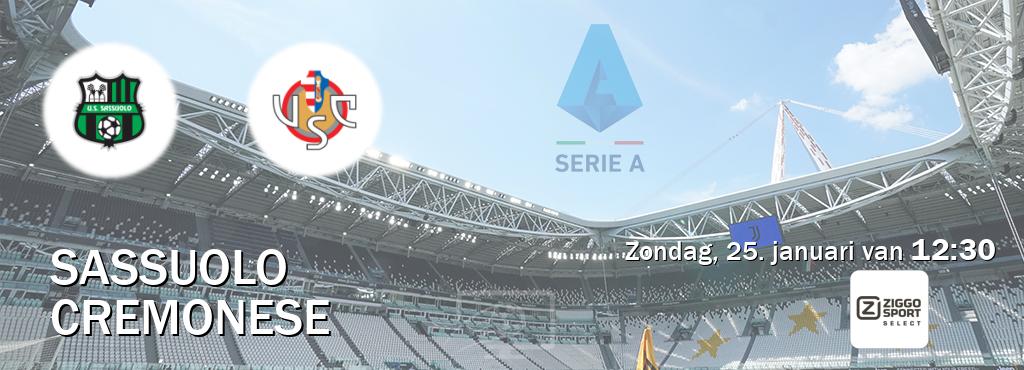 Wedstrijd tussen Sassuolo en Cremonese live op tv bij Ziggo Sport 2 (zondag, 25. januari van  12:30).