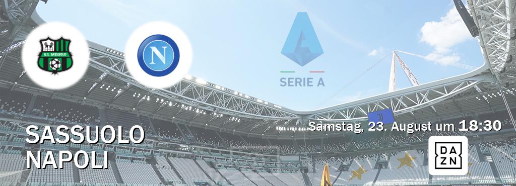 Das Spiel zwischen Sassuolo und Napoli wird am Samstag, 23. August um 18:30, live vom DAZN übertragen. Das Spiel zwischen Sassuolo und Napoli wird am Samstag, 23. August um 18:30, live vom DAZN übertragen.
