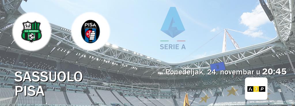 Izravni prijenos utakmice Sassuolo i Pisa pratite uživo na Arena Premium 3 (ponedeljak, 24. novembar u  20:45).