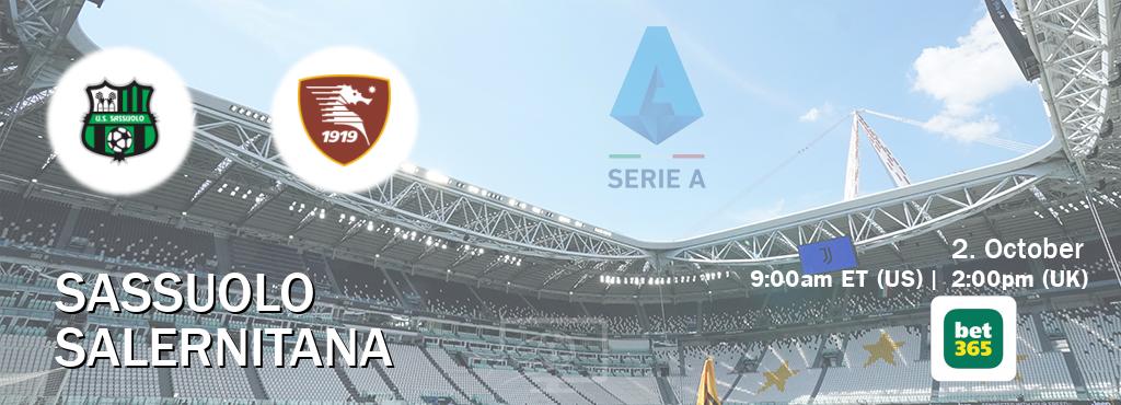 You can watch game live between Sassuolo and Salernitana on bet365.