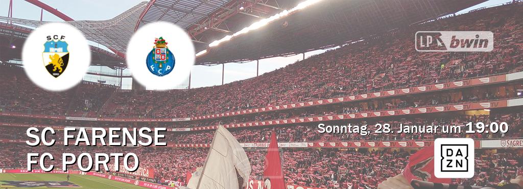 Das Spiel zwischen SC Farense und FC Porto wird am Sonntag, 28. Januar um  19:00, live vom DAZN übertragen.