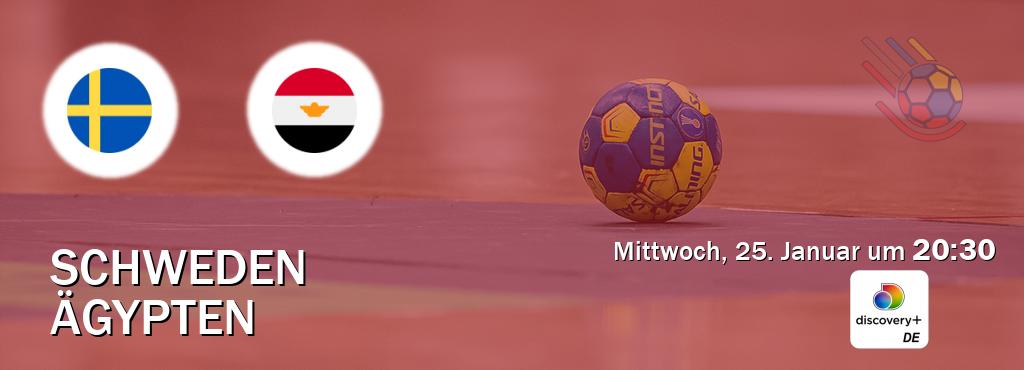 Das Spiel zwischen Schweden und Ägypten wird am Mittwoch, 25. Januar um  20:30, live vom Discovery + übertragen.
