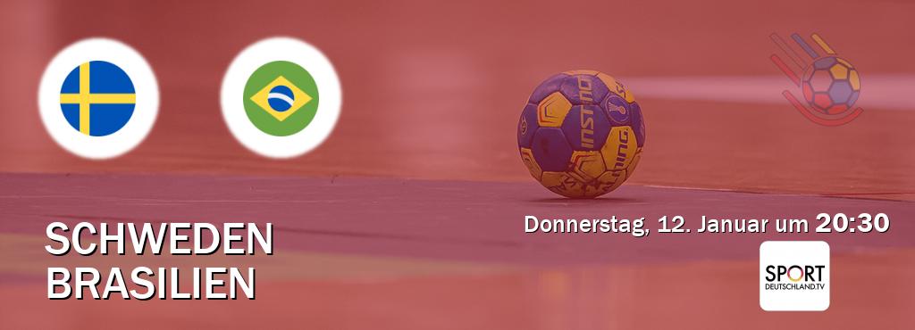 Das Spiel zwischen Schweden und Brasilien wird am Donnerstag, 12. Januar um  20:30, live vom Sportdeutschland.TV übertragen.