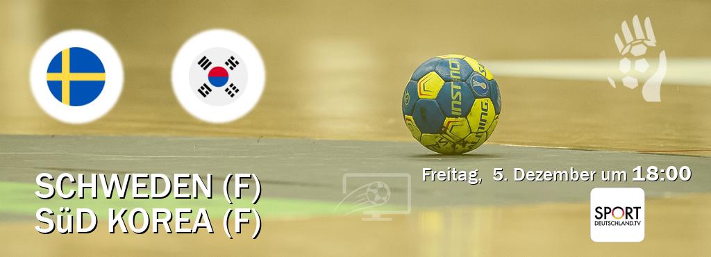 Das Spiel zwischen Schweden (F) und Süd Korea (F) wird am Freitag,  5. Dezember um  18:00, live vom Sportdeutschland.TV übertragen.