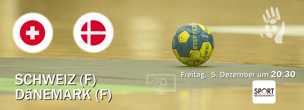 Das Spiel zwischen Schweiz (F) und Dänemark (F) wird am Freitag,  5. Dezember um  20:30, live vom Sportdeutschland.TV übertragen.