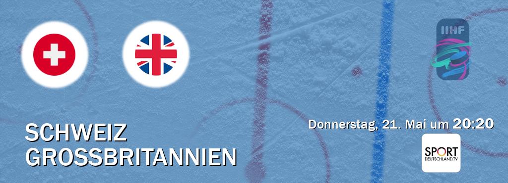 Das Spiel zwischen Schweiz und Grossbritannien wird am Donnerstag, 21. Mai um  20:20, live vom Sportdeutschland.TV übertragen.