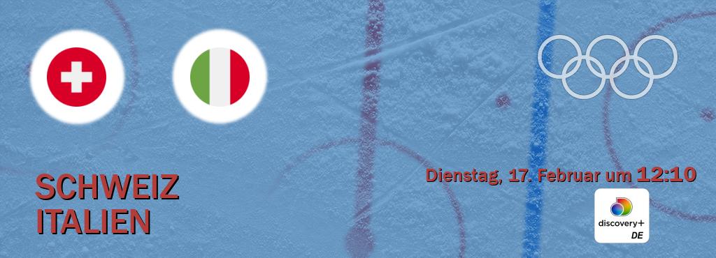 Das Spiel zwischen Schweiz und Italien wird am Dienstag, 17. Februar um  12:10, live vom Discovery + übertragen.