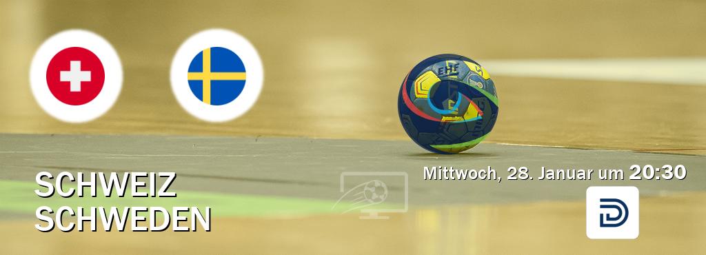 Das Spiel zwischen Schweiz und Schweden wird am Mittwoch, 28. Januar um 20:30, live vom DYN übertragen. Das Spiel zwischen Schweiz und Schweden wird am Mittwoch, 28. Januar um 20:30, live vom DYN übertragen.