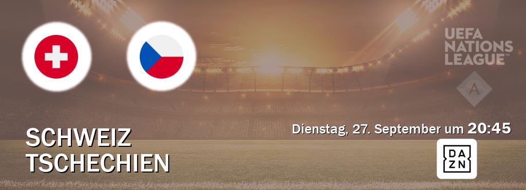 Das Spiel zwischen Schweiz und Tschechien wird am Dienstag, 27. September um  20:45, live vom DAZN übertragen.